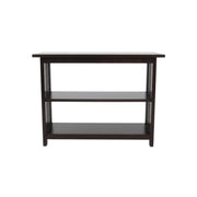 Alaterre Furniture Mission 3-Tier Under Window Bookshelf with Adjustable Middle Shelf and Vertical Slat Side Panels – Space Saving Bookcase for Office, Living Room, or Bedroom (Espresso)