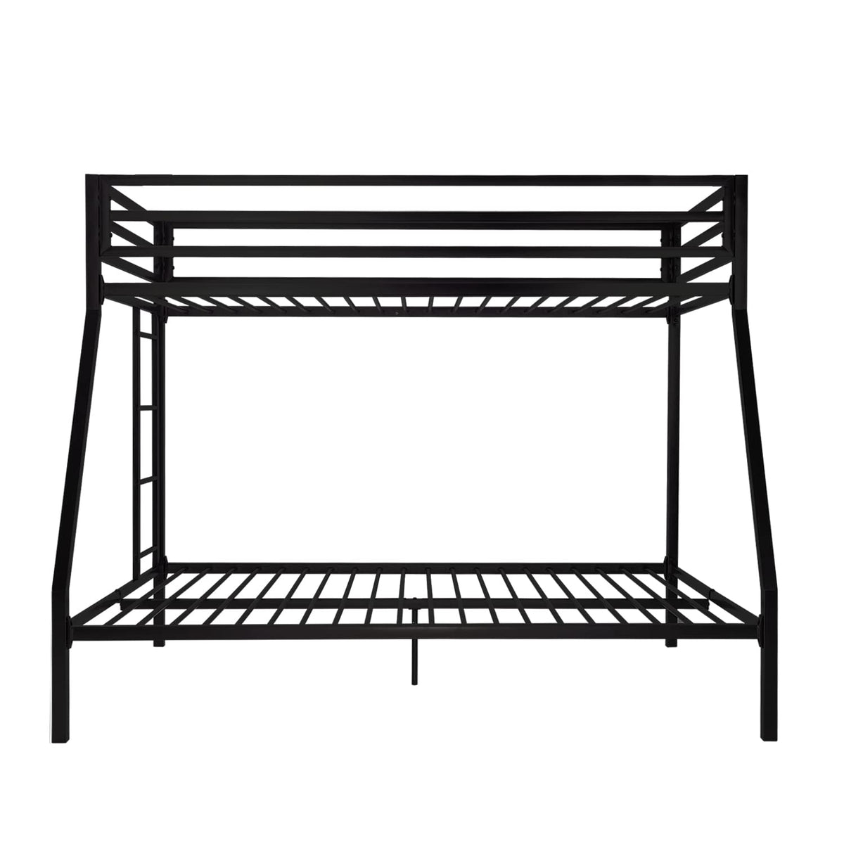 SHA CERLIN Bunk Bed Twin Over Full Size with Ladder and Guardrail,Black