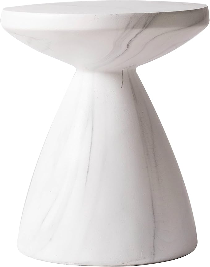 Round Fiberstone Side Table with Pedestal Base