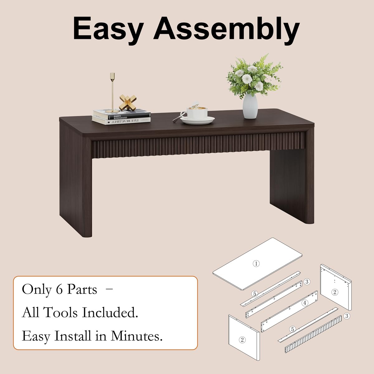 Walnut Brown Fluted Coffee Table