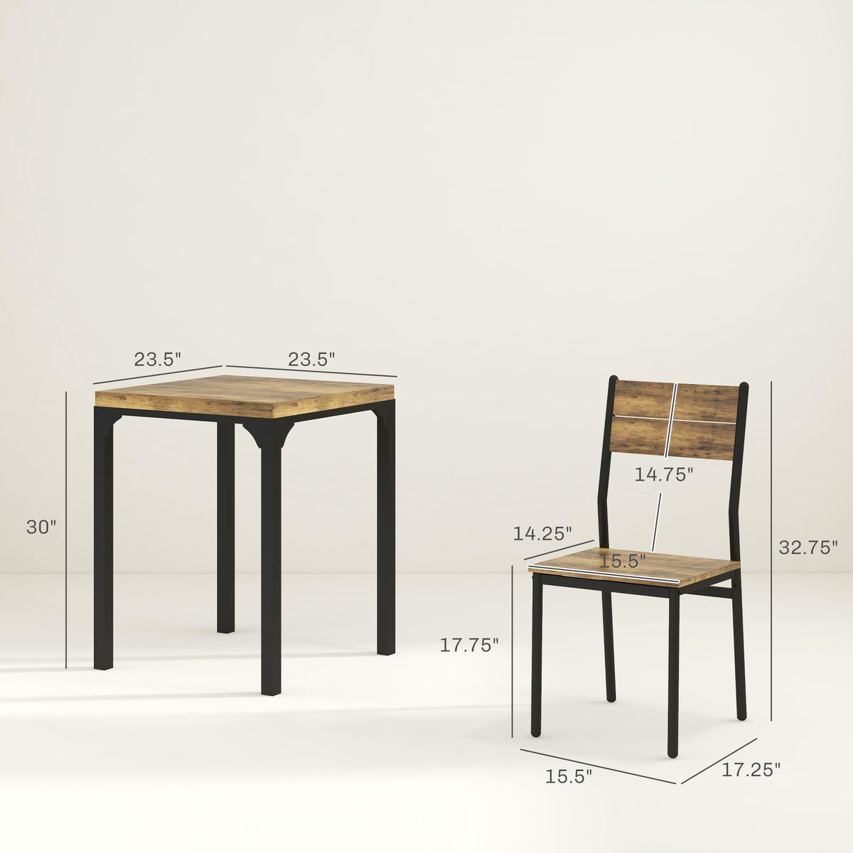 3-Piece Rustic Dining Set for 2