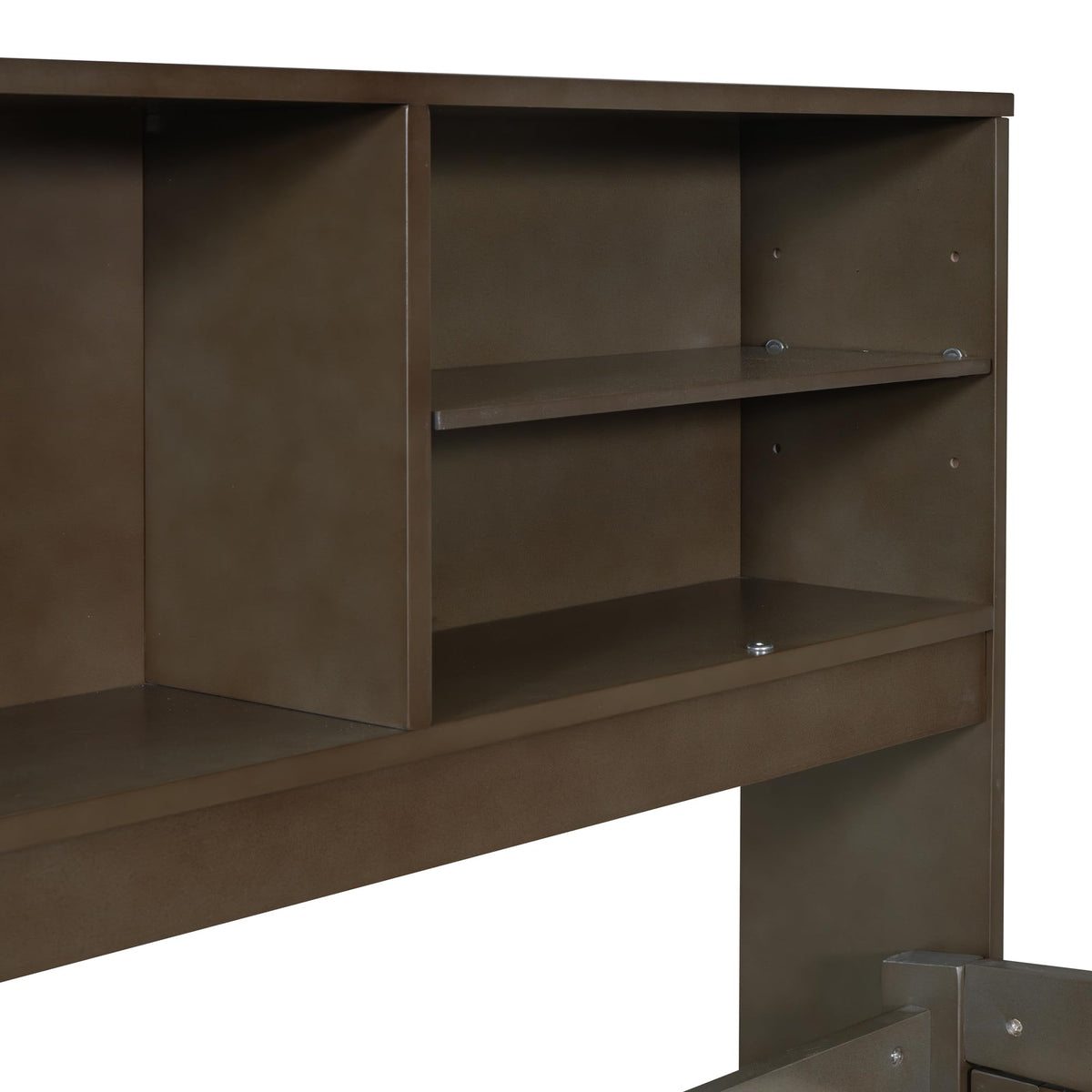 SOFTSEA Full Size Daybed with Storage Drawers and Bookcase Headboard, Wood Corner Bed with Storage Cabinets, Full Captains Bed for Small Space, No Box Spring Needed, Antique Brown