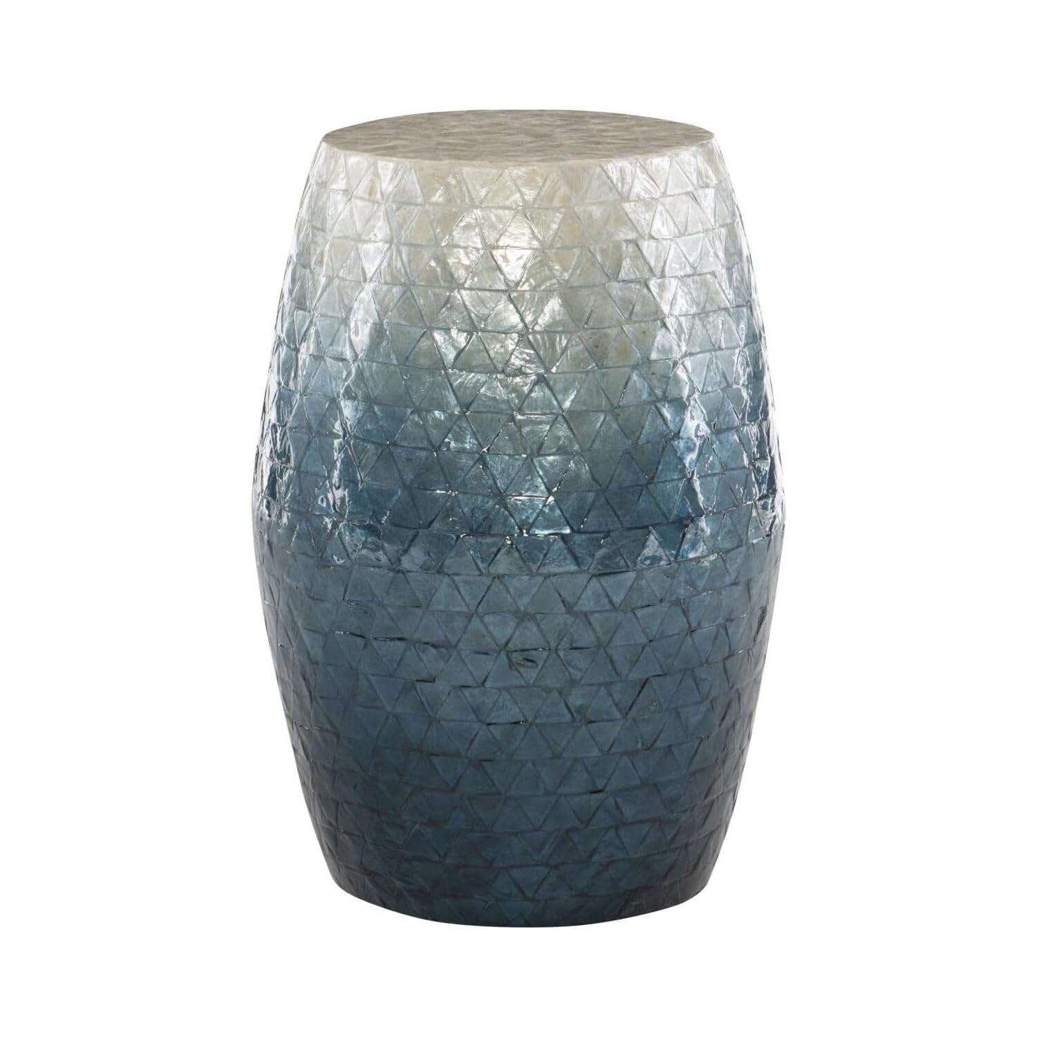 Blue Ombre Capiz Shell Drum Accent Table