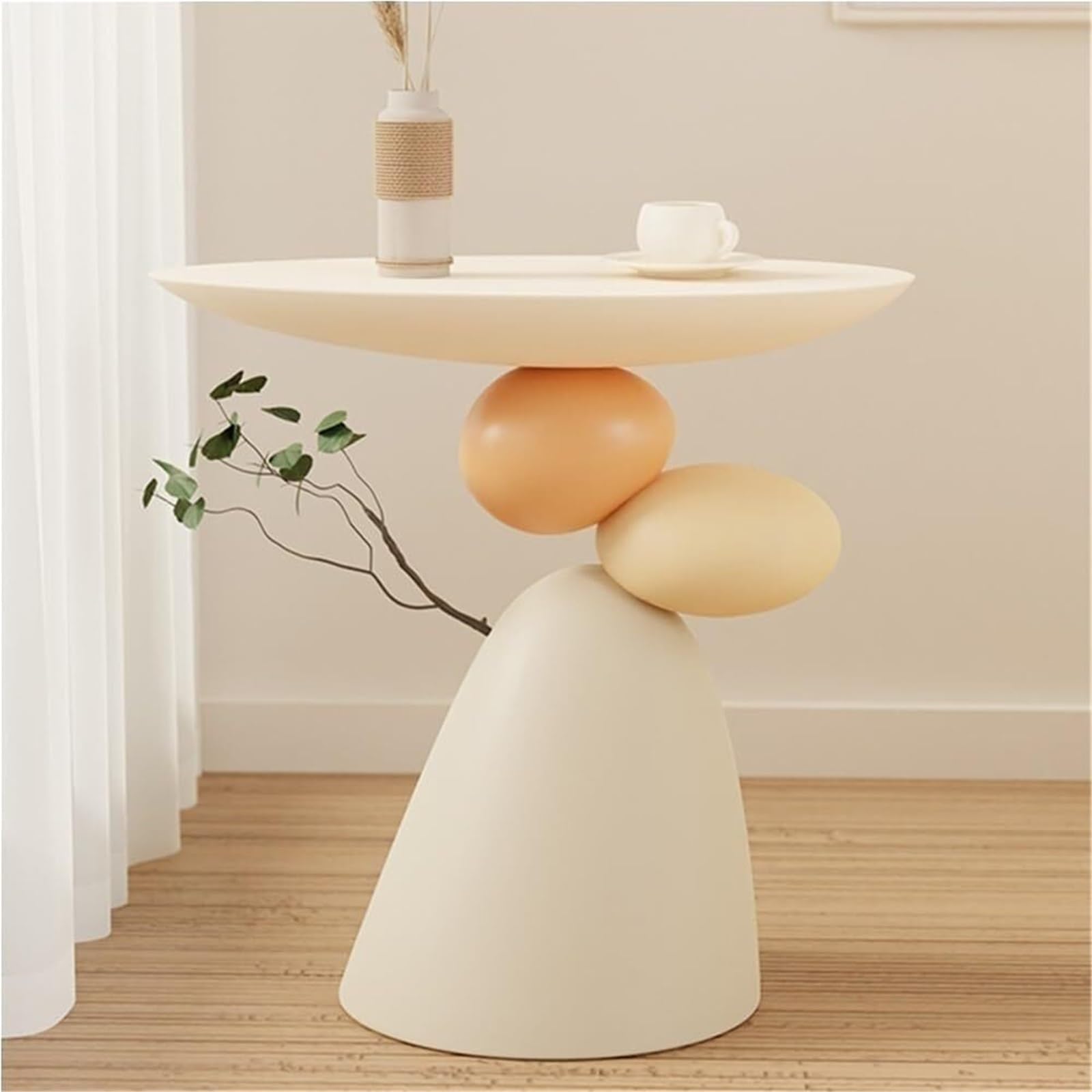 Resin Small Coffee Tables for Living Room Accent End Table Nightstand Bedside Table Snack Tray for Home Lightweight(Brown)