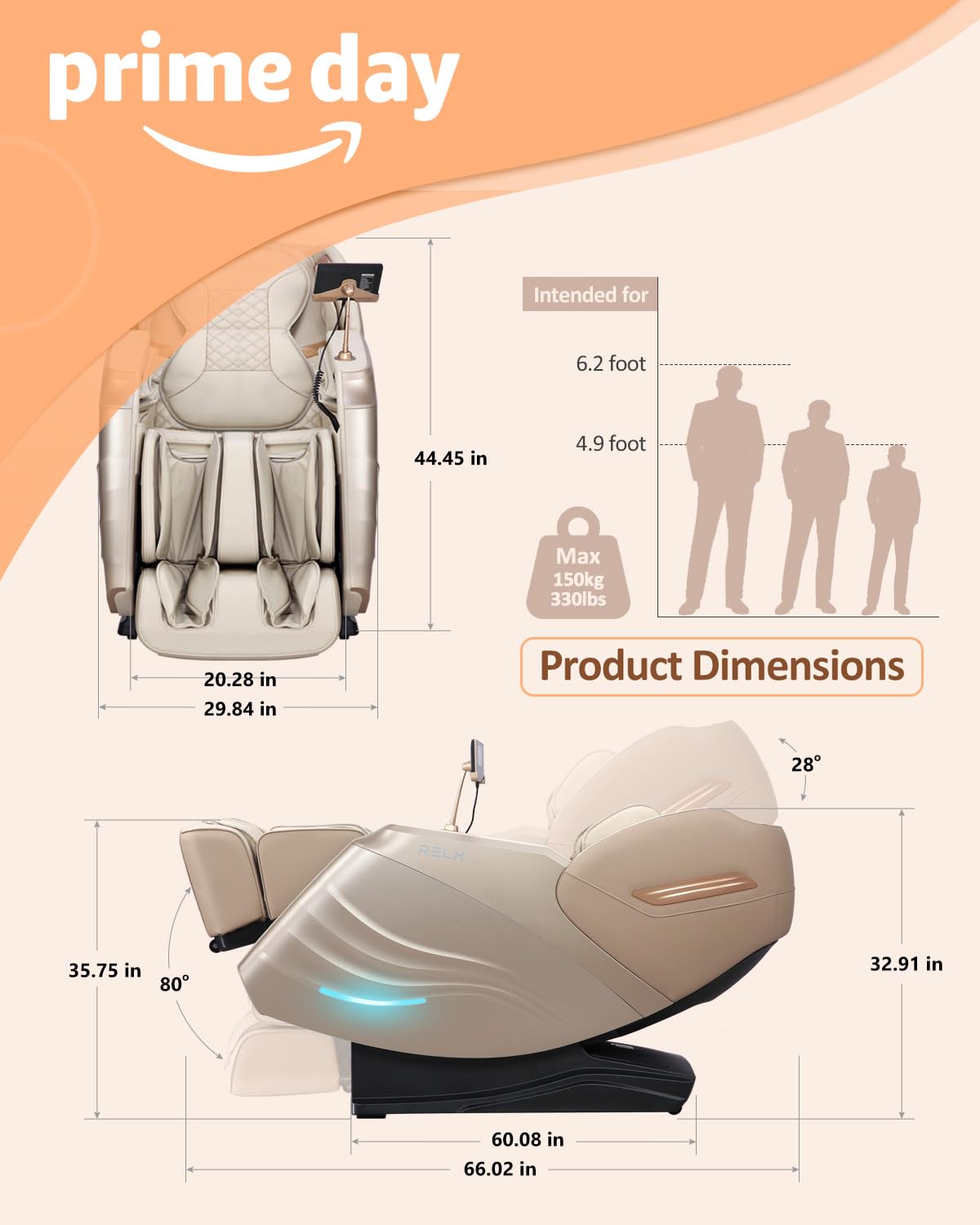 RELX 2026 Massage Chair Full Body, Body Scan, Zero Gravity Recliner, Cream