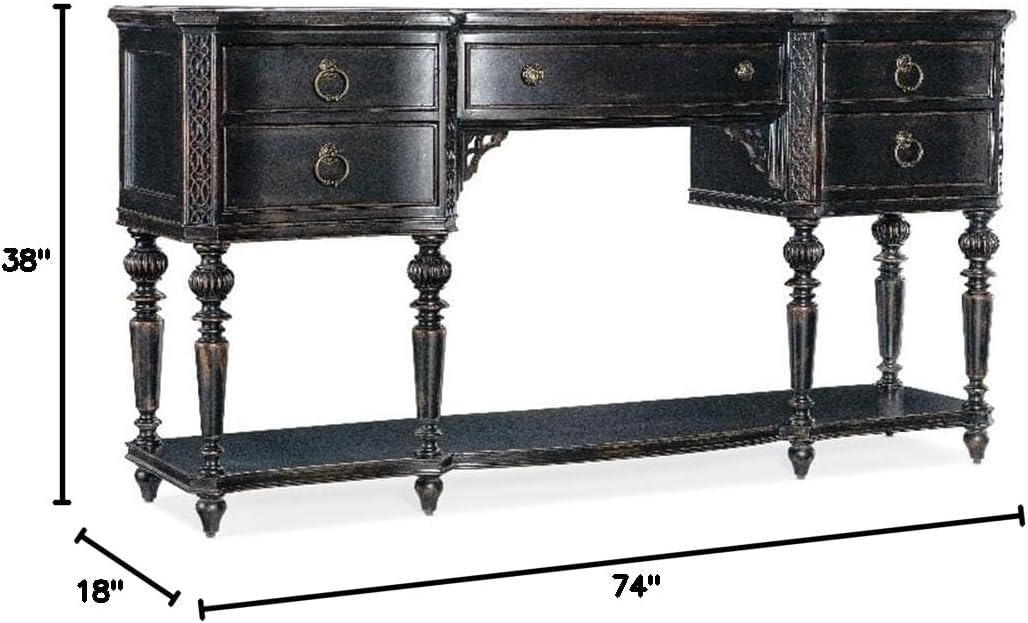 Hooker Furniture Charleston Five-Drawer Wood Server in Black Cherry Finish