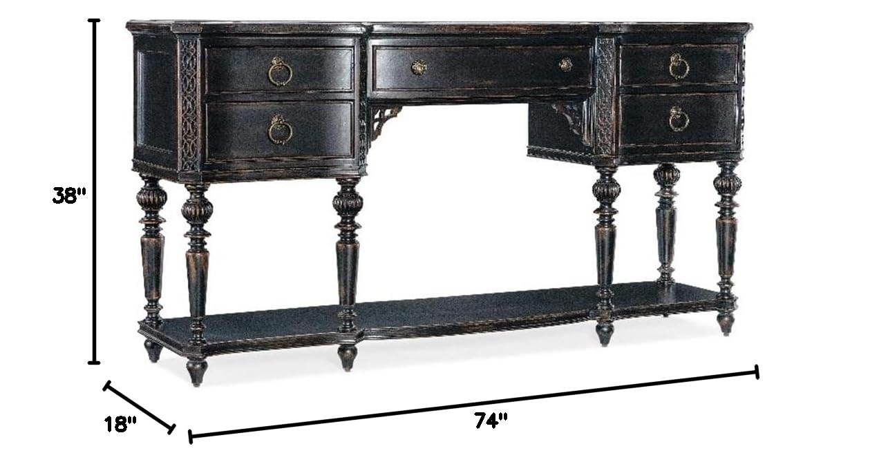 Hooker Furniture Charleston Five-Drawer Wood Server in Black Cherry Finish