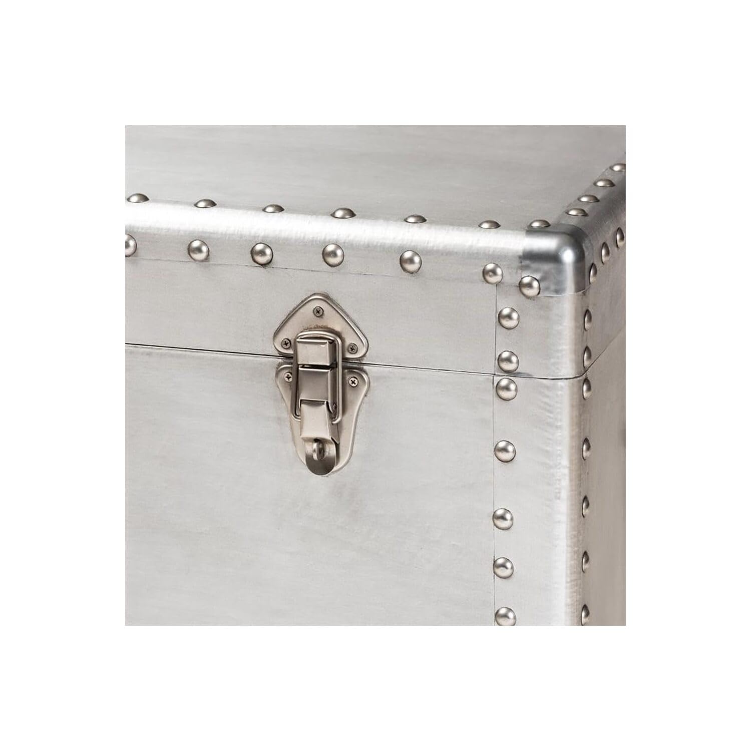 HomeStock Sophisticated Simplicity French Industrial Silver Metal 3-Drawer Accent Storage Chest