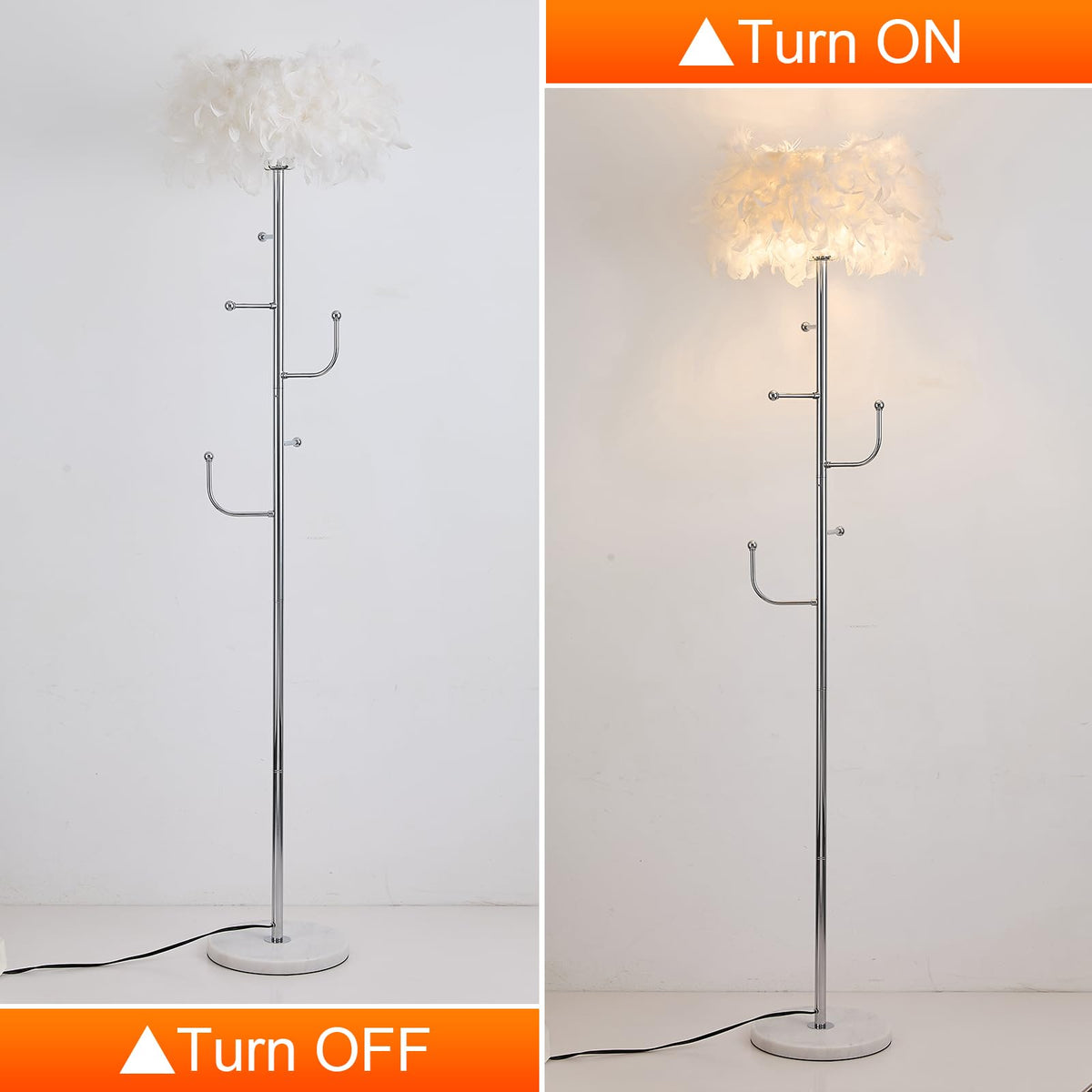 Feather Floor Lamp with Coat Rack