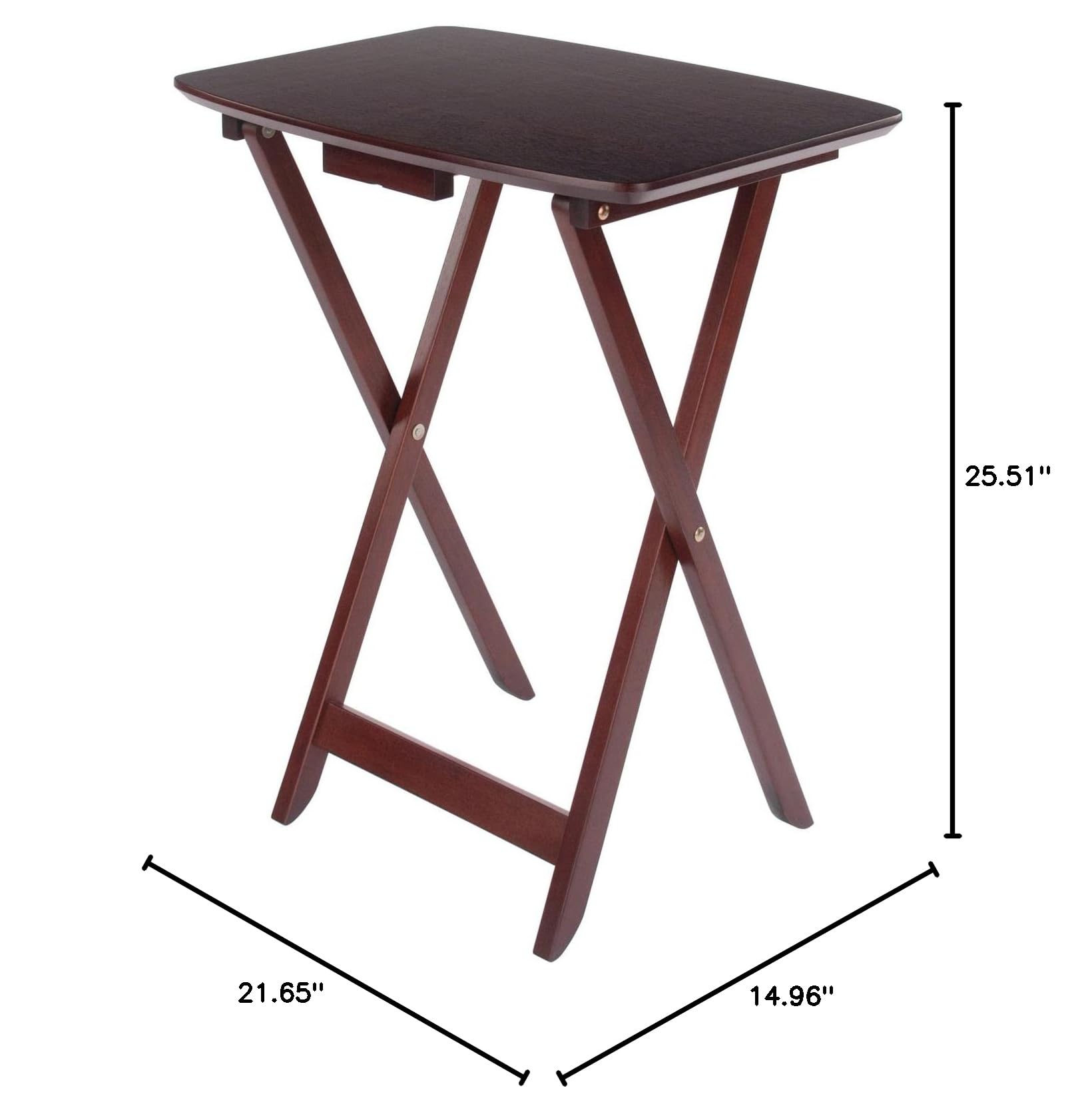 Winsome Darlene Set of 2 Foldable Snack Tables, 26" in Walnut, Easy to Store Portable Fold Up Table Set for Kitchen, Living Room TV Dining, Crafts, Puzzles, Work From Home