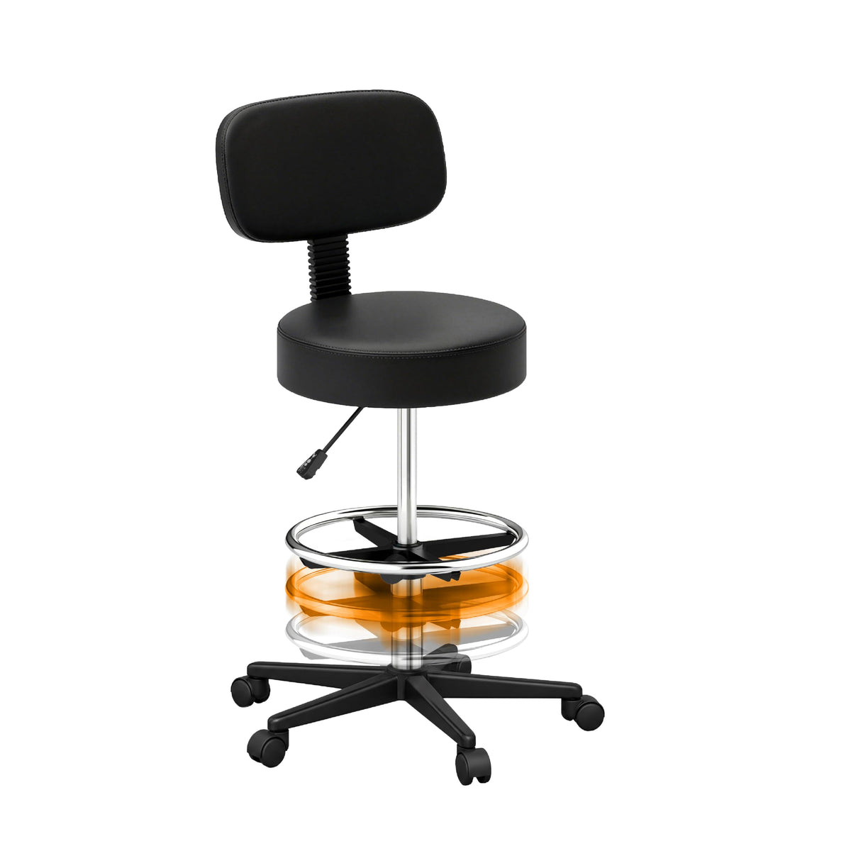 Flumpent Drafting Chair, Adjustable Height & Footrest, Swivel, Black