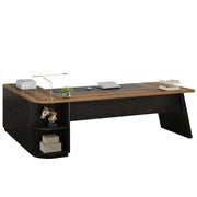 L-Shaped Executive Desk with Cabinet & Storage Shelves