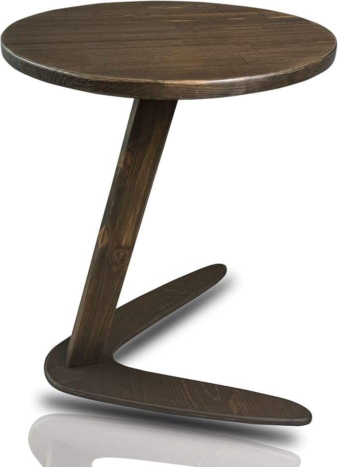 C-Shaped Solid Wood End Table