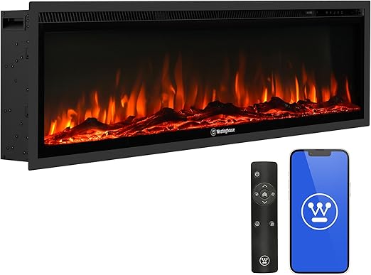 Wall Mount & Recessed Electric Fireplace Insert with Color Changing Flames