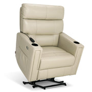 MCombo Triple Motor Oversized Lay Flat Power Lift Recliner Chair with Infinite Position, for 380lbs and Heights 5'7''-6'6" Big and Tall People, Adjustable headrest, Faux Leather R7177 (Cream White)