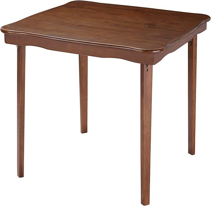 Scalloped Edge Solid Wood Folding Card Table