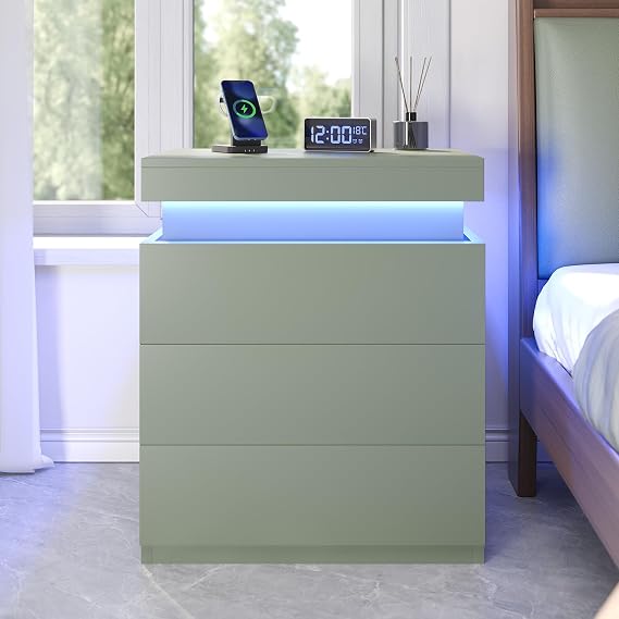Nightstand with LED Lights & Charging Station