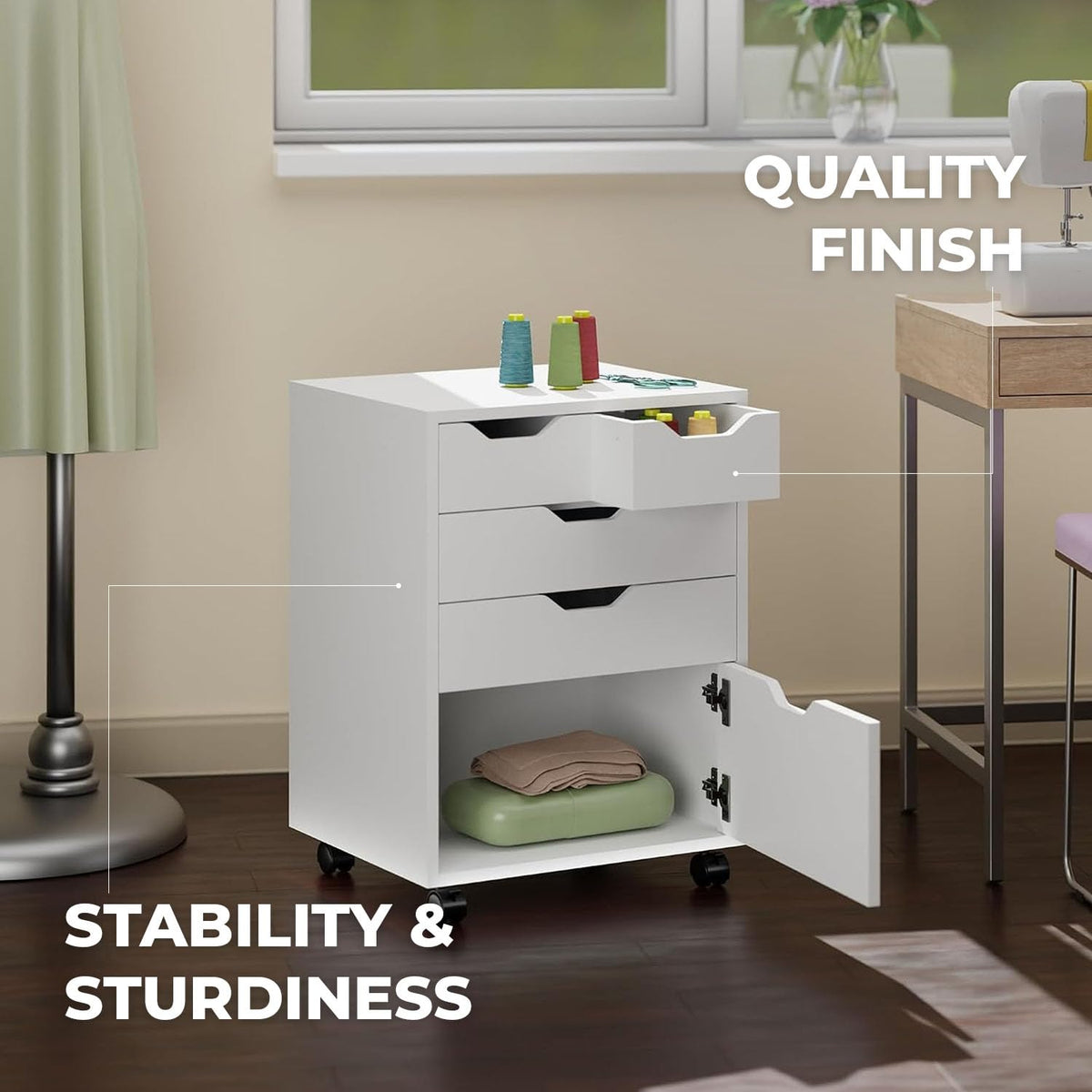 Winsome Halifax Mobile Storage Cabinet with 5 Drawers, White