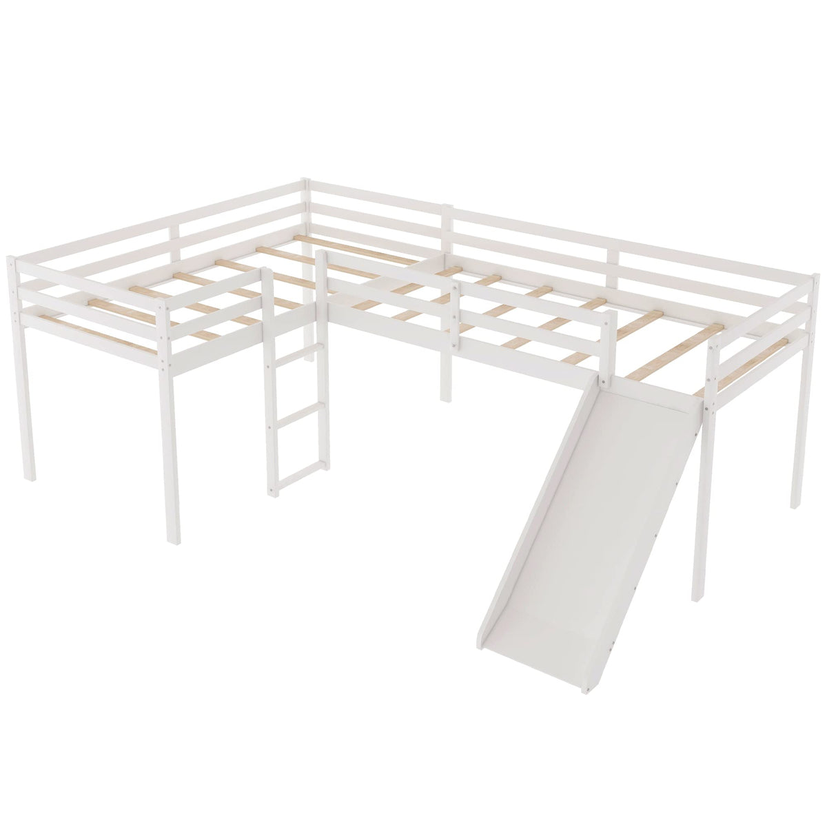 Twin L-Shaped Loft Bed with Slide