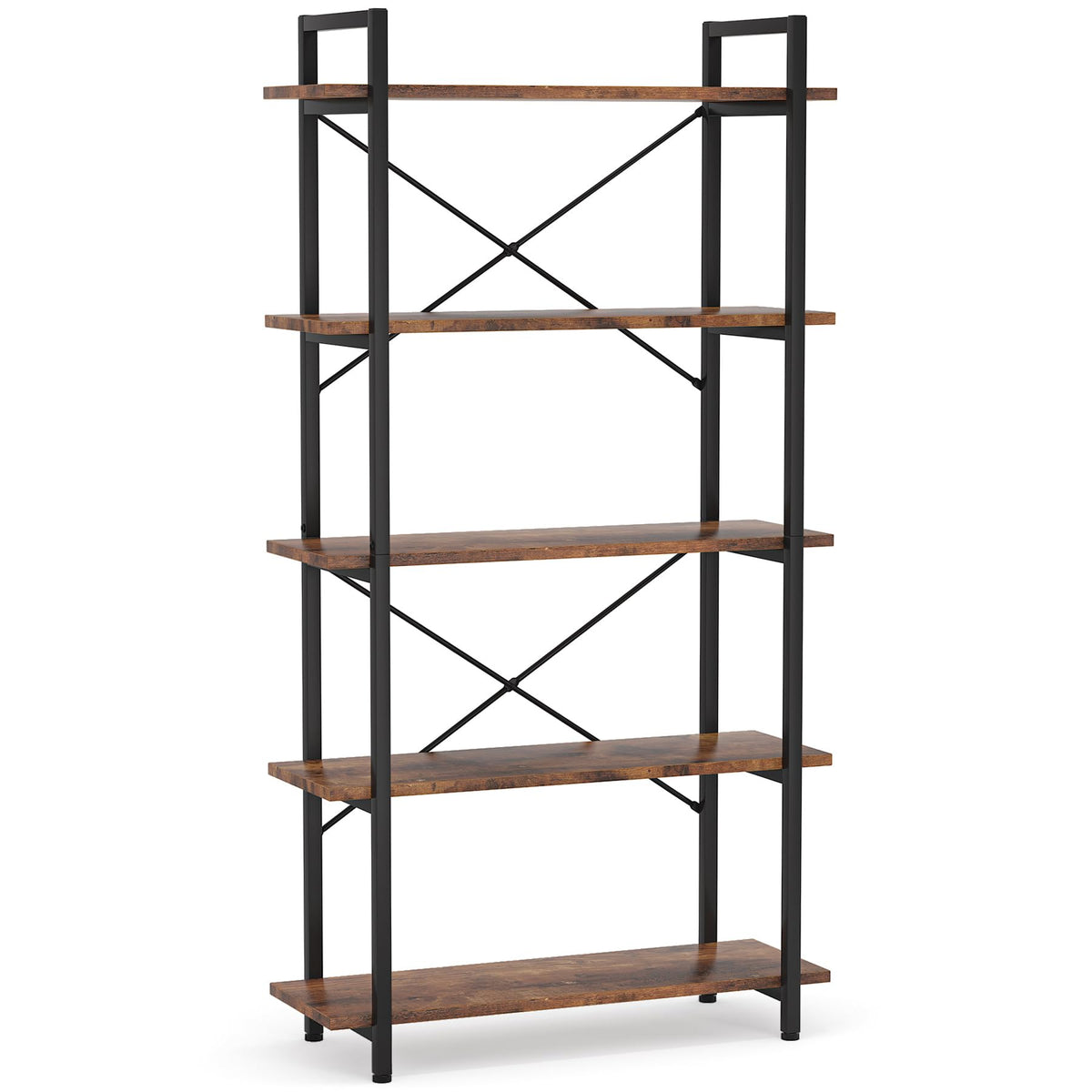 Rustic 5-Tier Industrial Bookcase