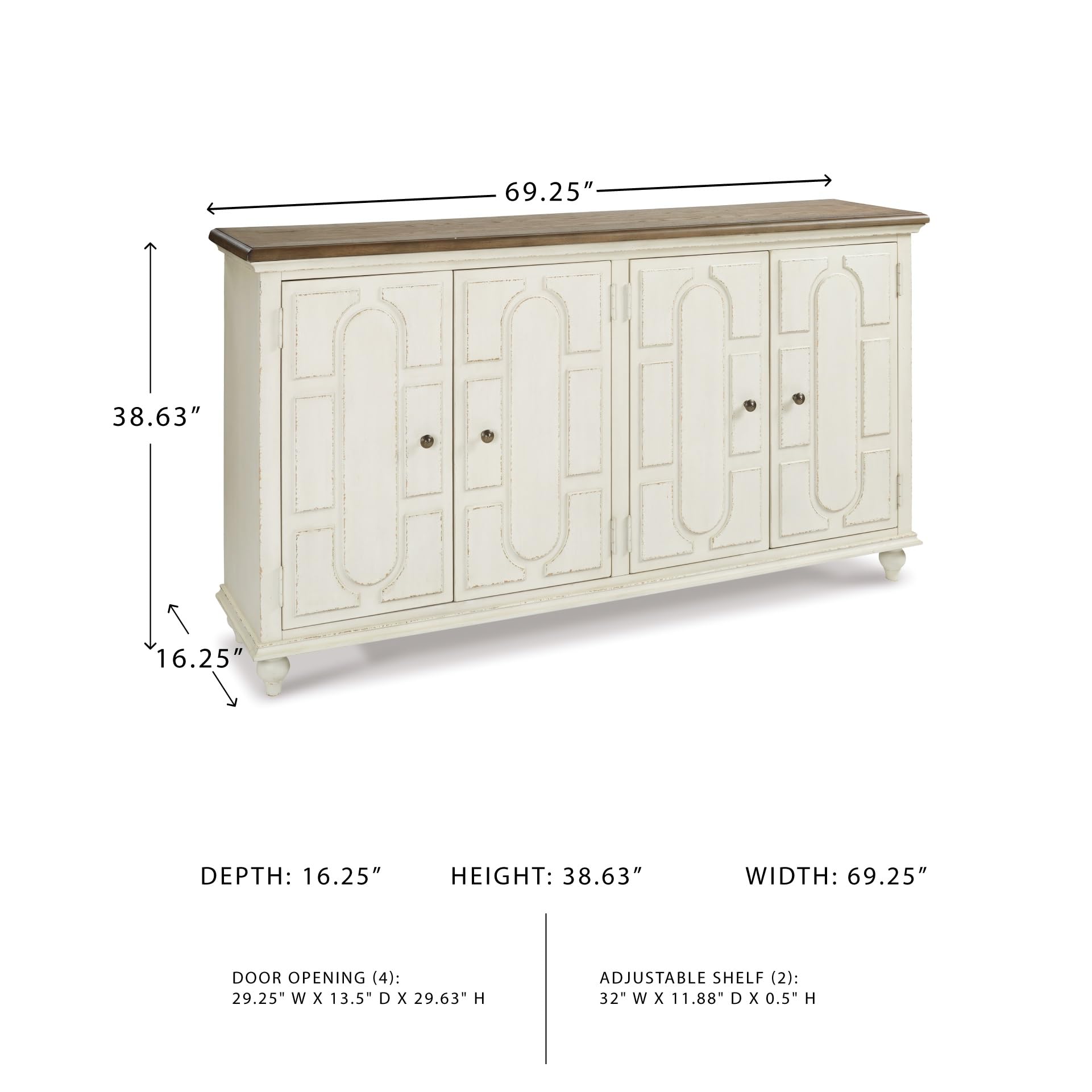 4-Door Accent Cabinet with Adjustable Shelves