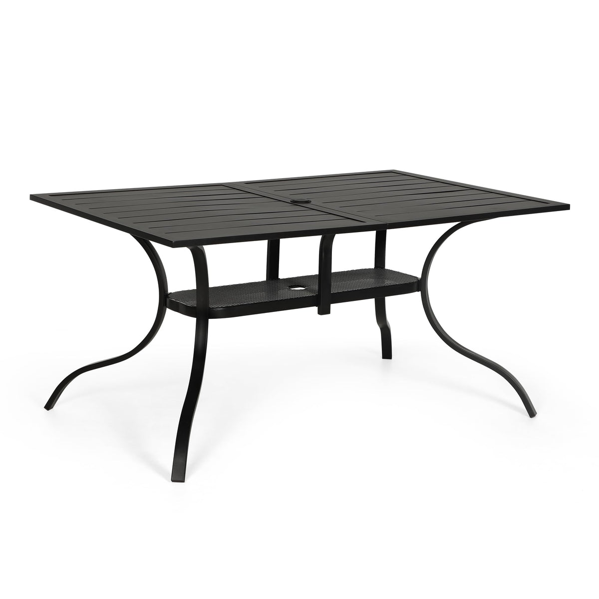 Crownland 60" x 36" Outdoor Rectangular Metal Dining Table, Classic Black