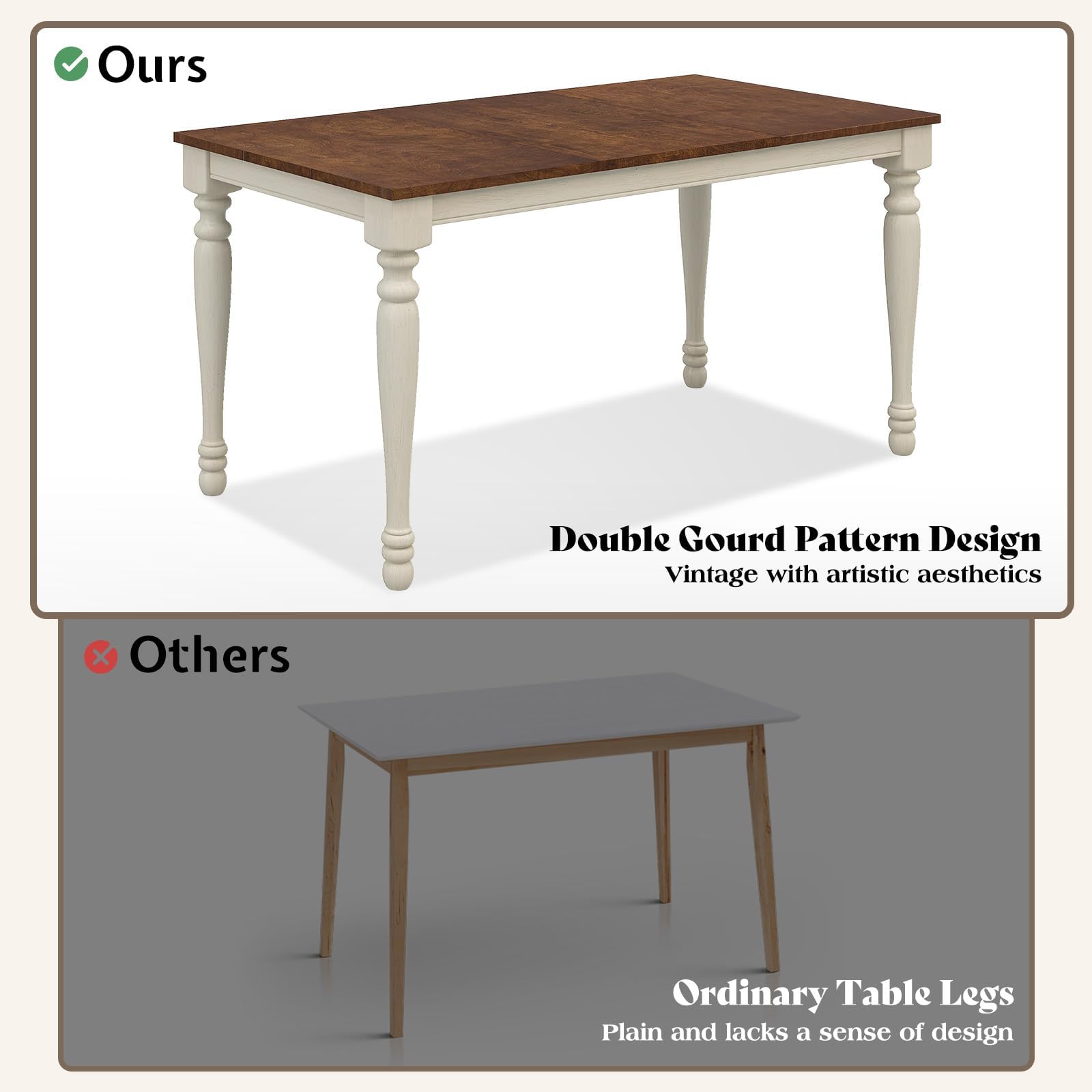 6-Piece Farmhouse Dining Table Set with Chairs & Bench