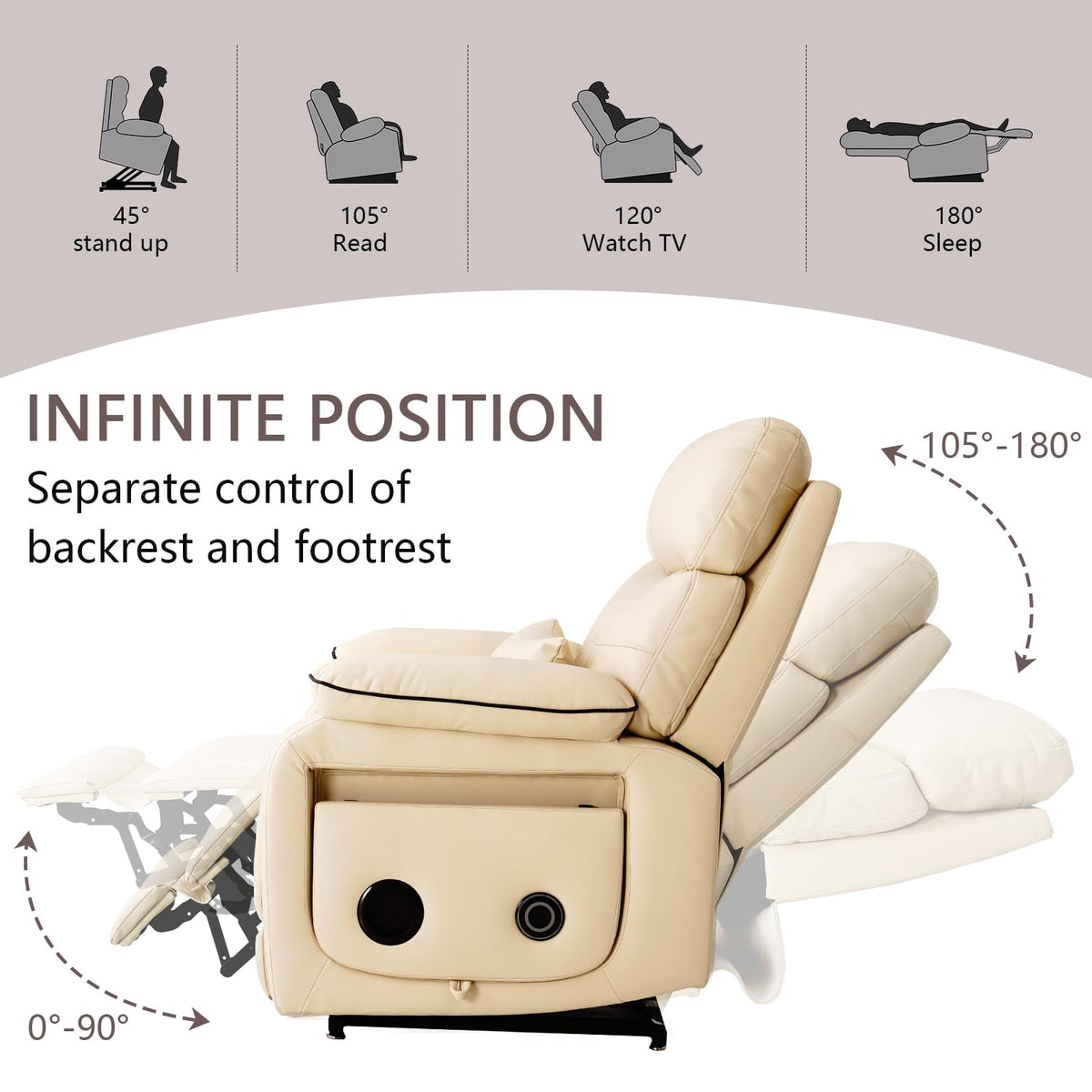Beige Dual Motor Lift Recliner