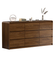 Oransail 9 Drawer Dresser, 63" Wide Walnut Dresser with Soft-Close Drawers