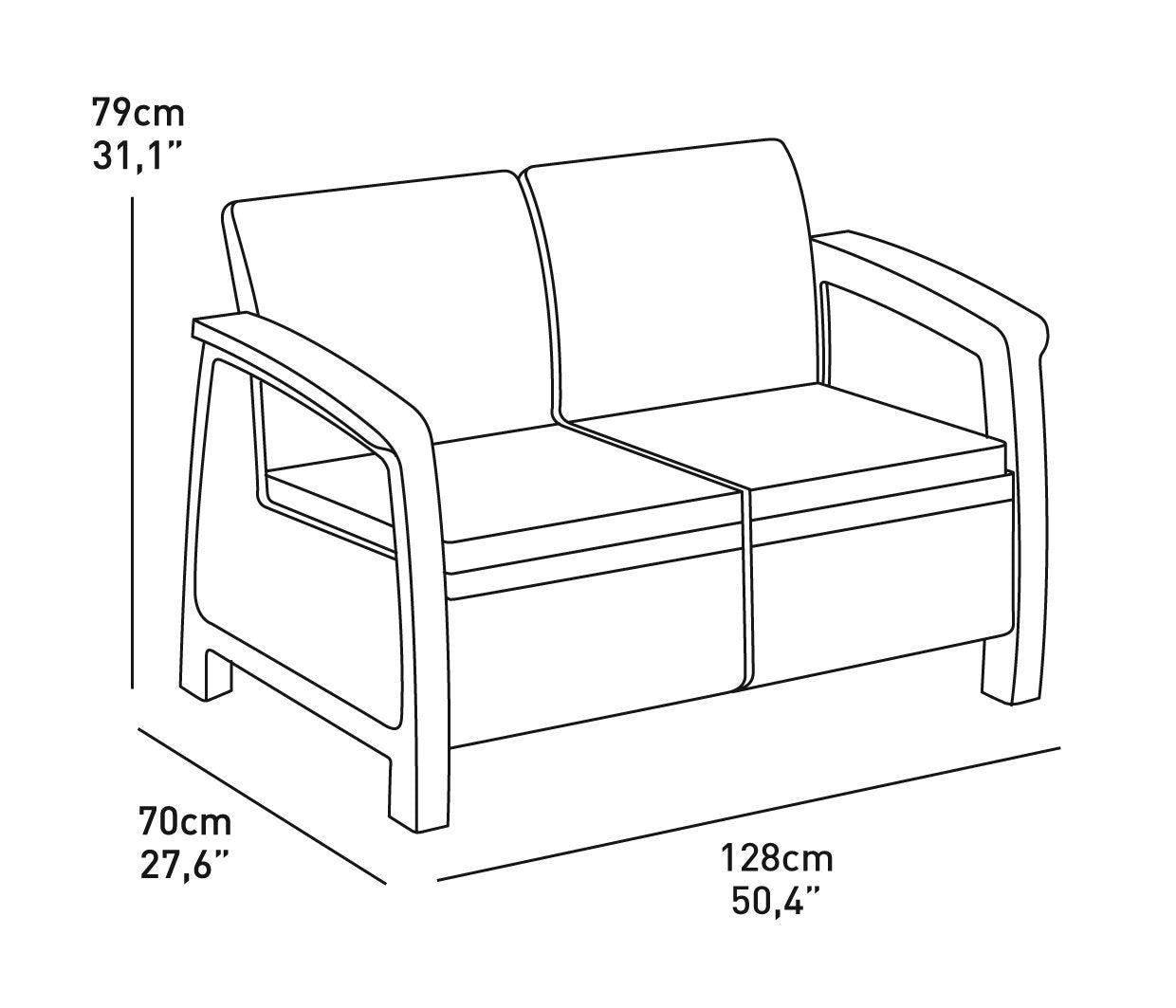Keter Corfu 4 piece Set All Weather Outdoor Patio Garden Furniture with Cushions, Charcoal