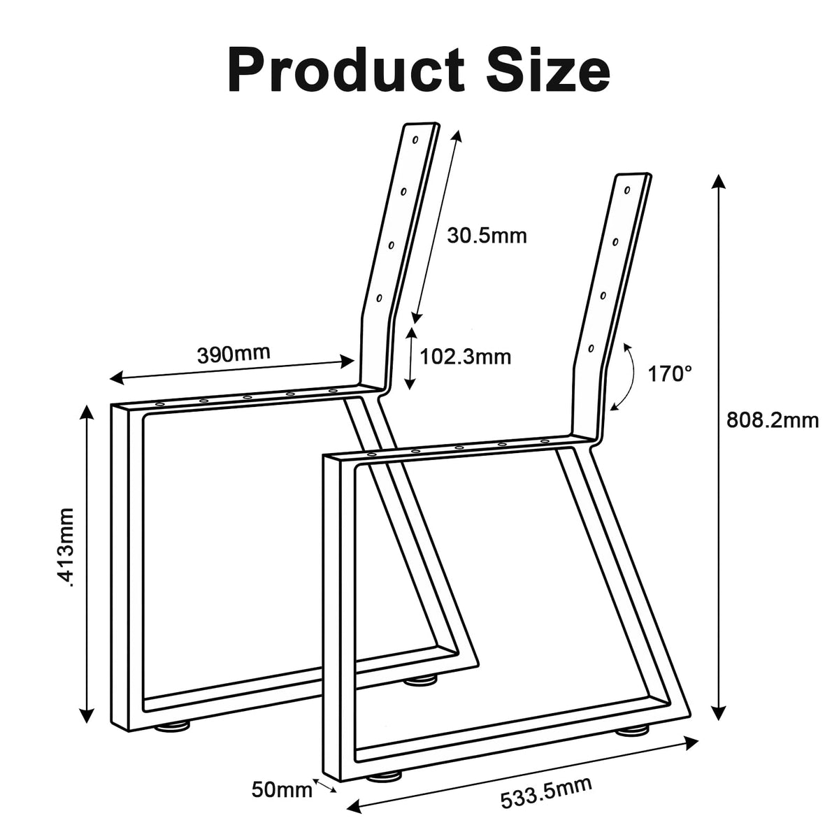 LHERUT Park Bench Frames, Metal Bench Legs with Backrest Brackets