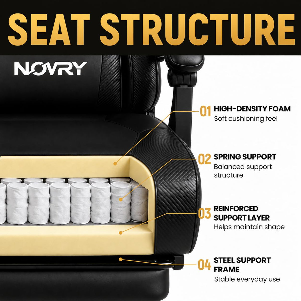 Gaming Chair for Adults with Footrest,Upgraded Ergonomic Chair,All Black