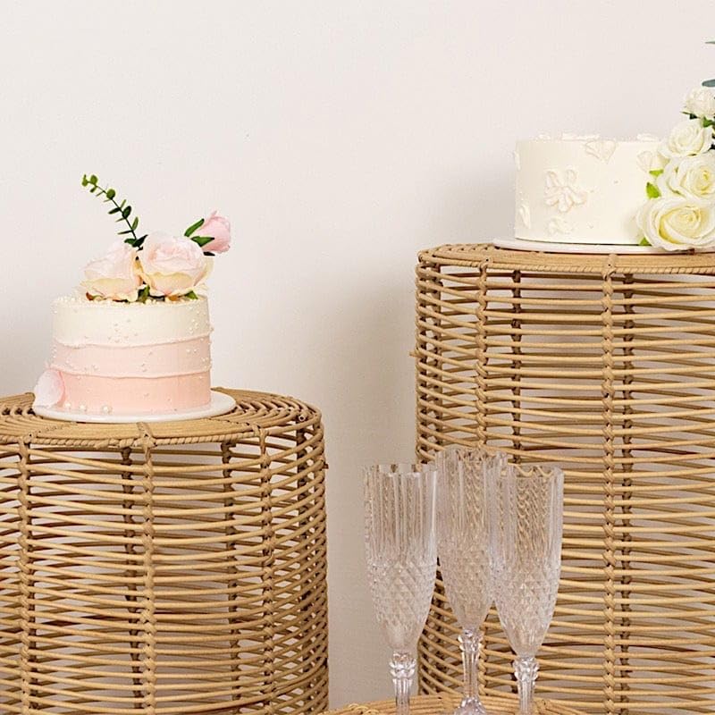 Balsa Circle 5 Natural Woven Rattan Wicker Plant Stands Wedding Birthday Events Reception Catering Party Home Decorations Supplies