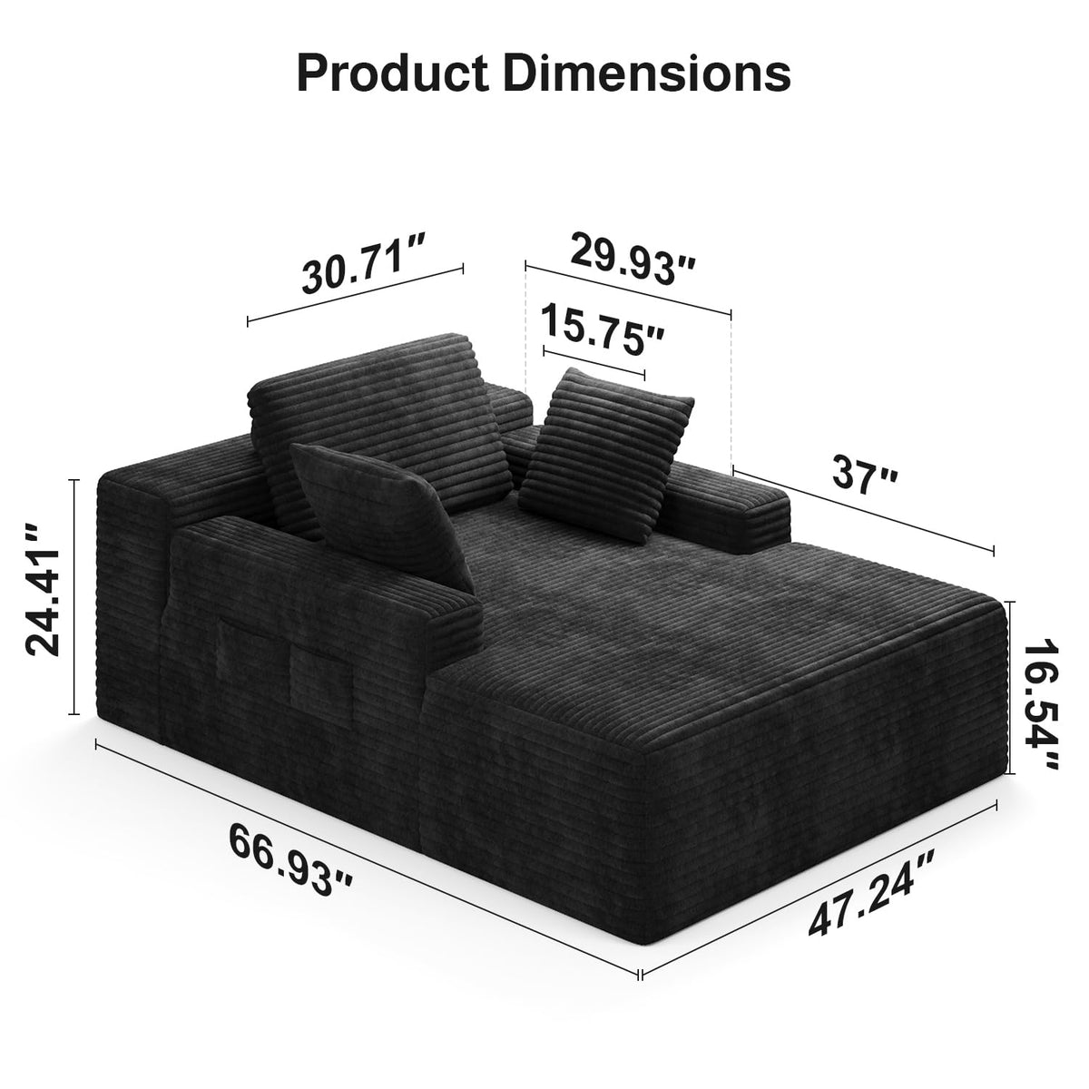 Black Corduroy Chaise Lounge