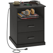Nightstand with Charging Station & Storage Drawers