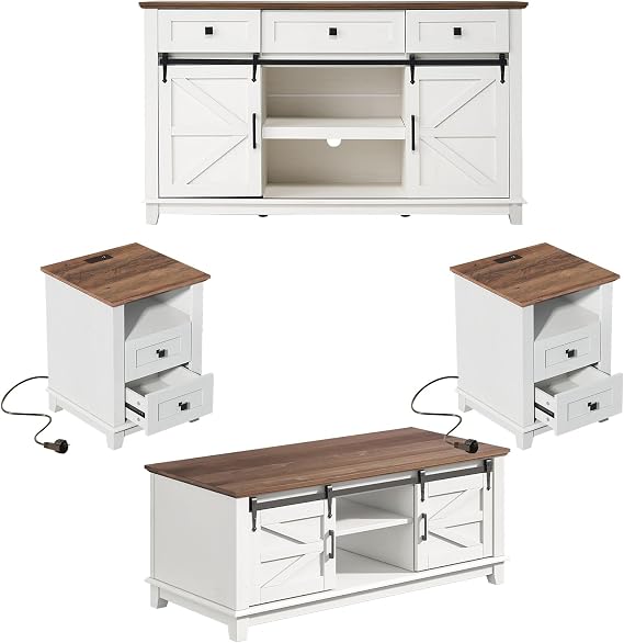 Farmhouse Living Room Table Set, 4-Piece