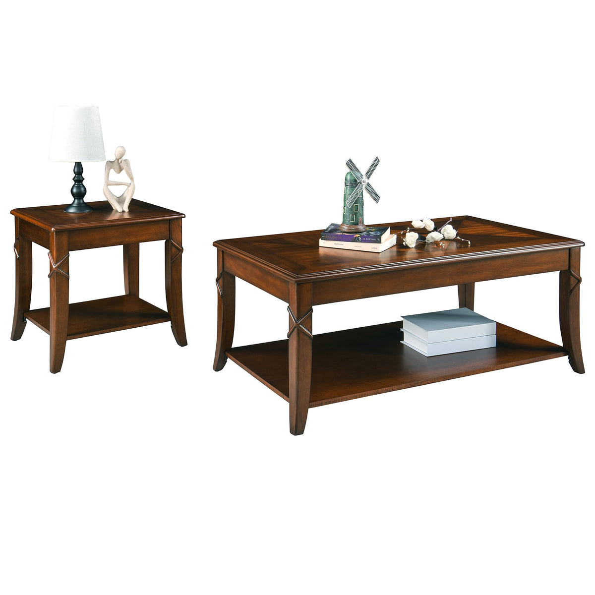Cherry Brown Coffee Table with Storage