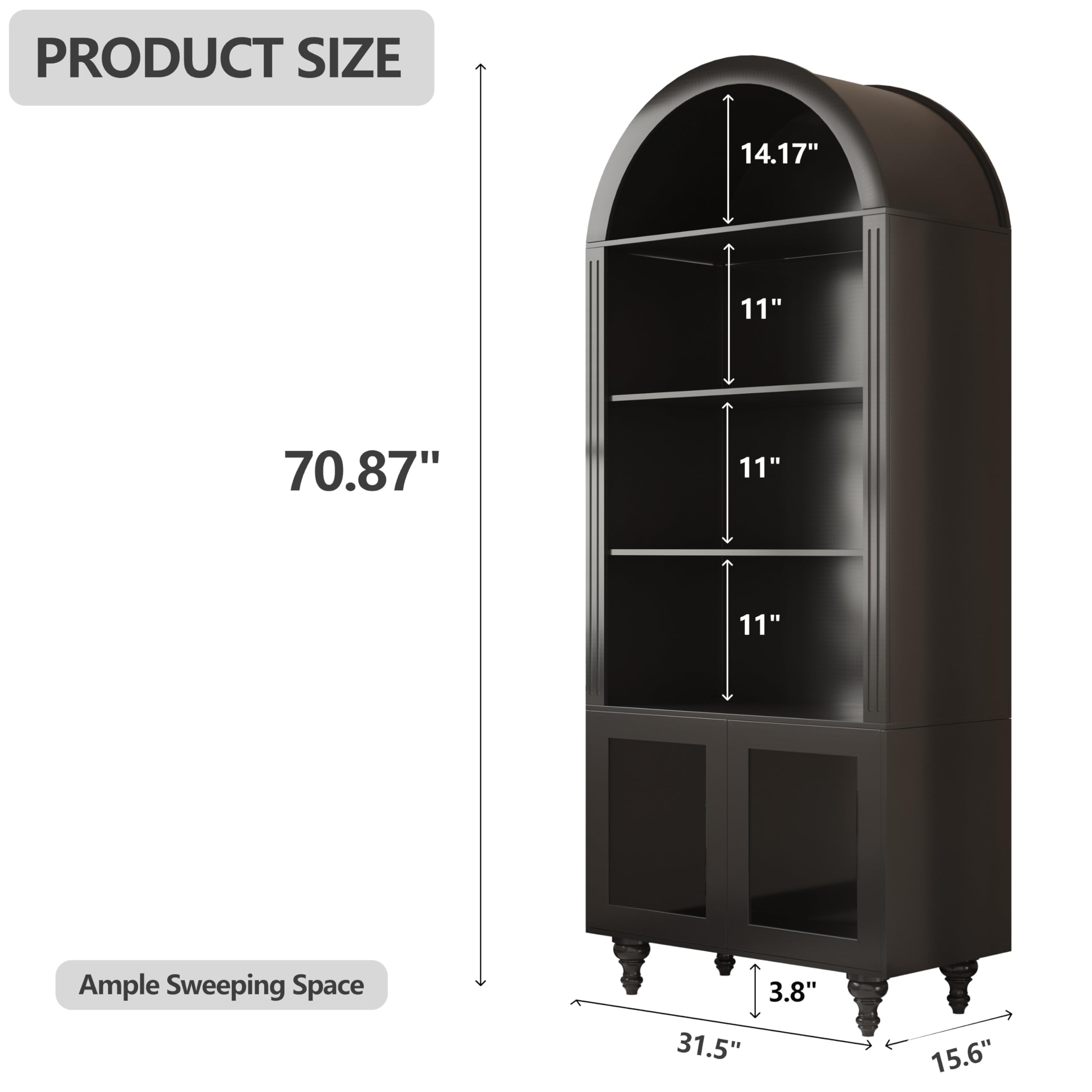 Glass Door Display Cabinet with LED Lights