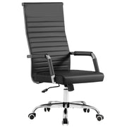 Furmax Ribbed Office Chair High Back PU Leather Executive Conference Chair Adjustable Swivel Chair with Arms, Black