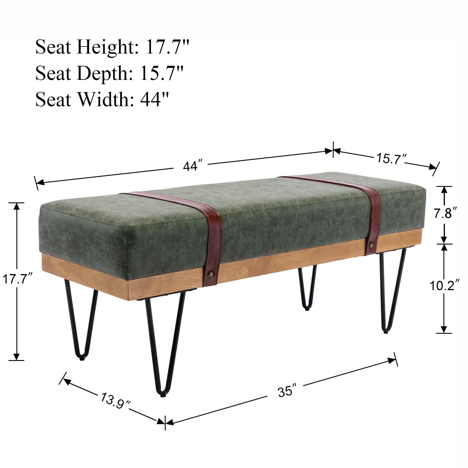 PU Leather Ottoman Bench with Metal Legs