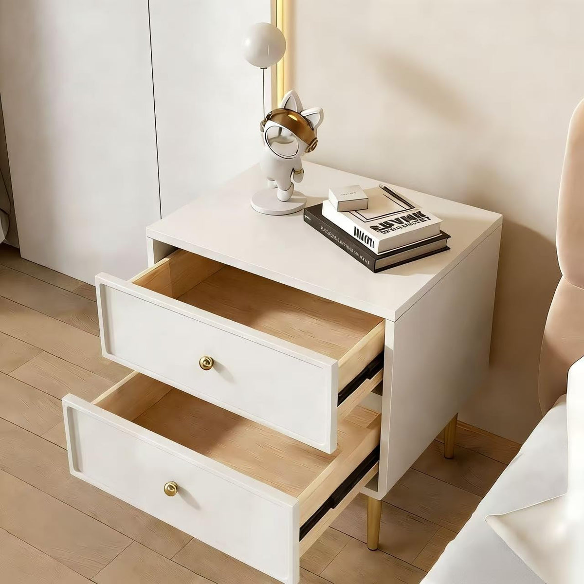 White 2-Drawer Nightstand