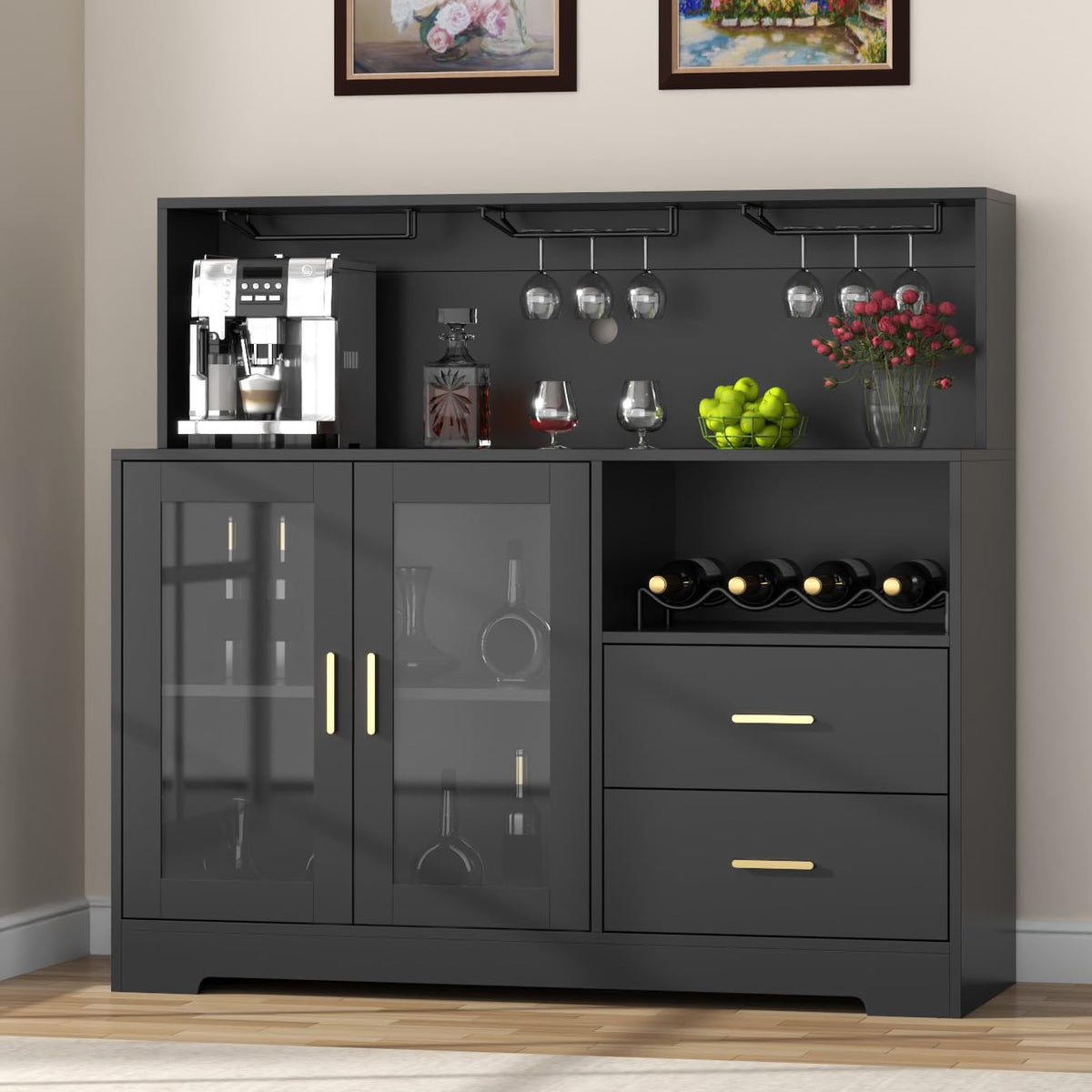 Black LED Bar Cabinet