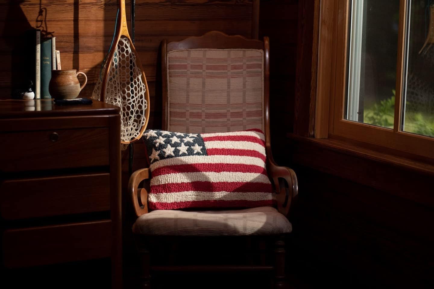 Hand-Hooked Wool Throw Pillow – Stars & Stripes
