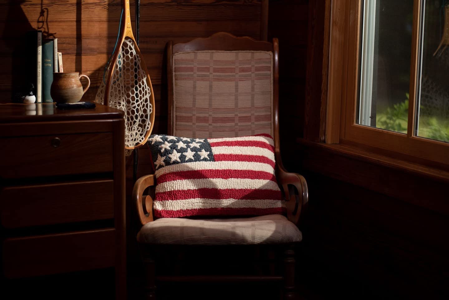 Hand-Hooked Wool Throw Pillow – Stars & Stripes