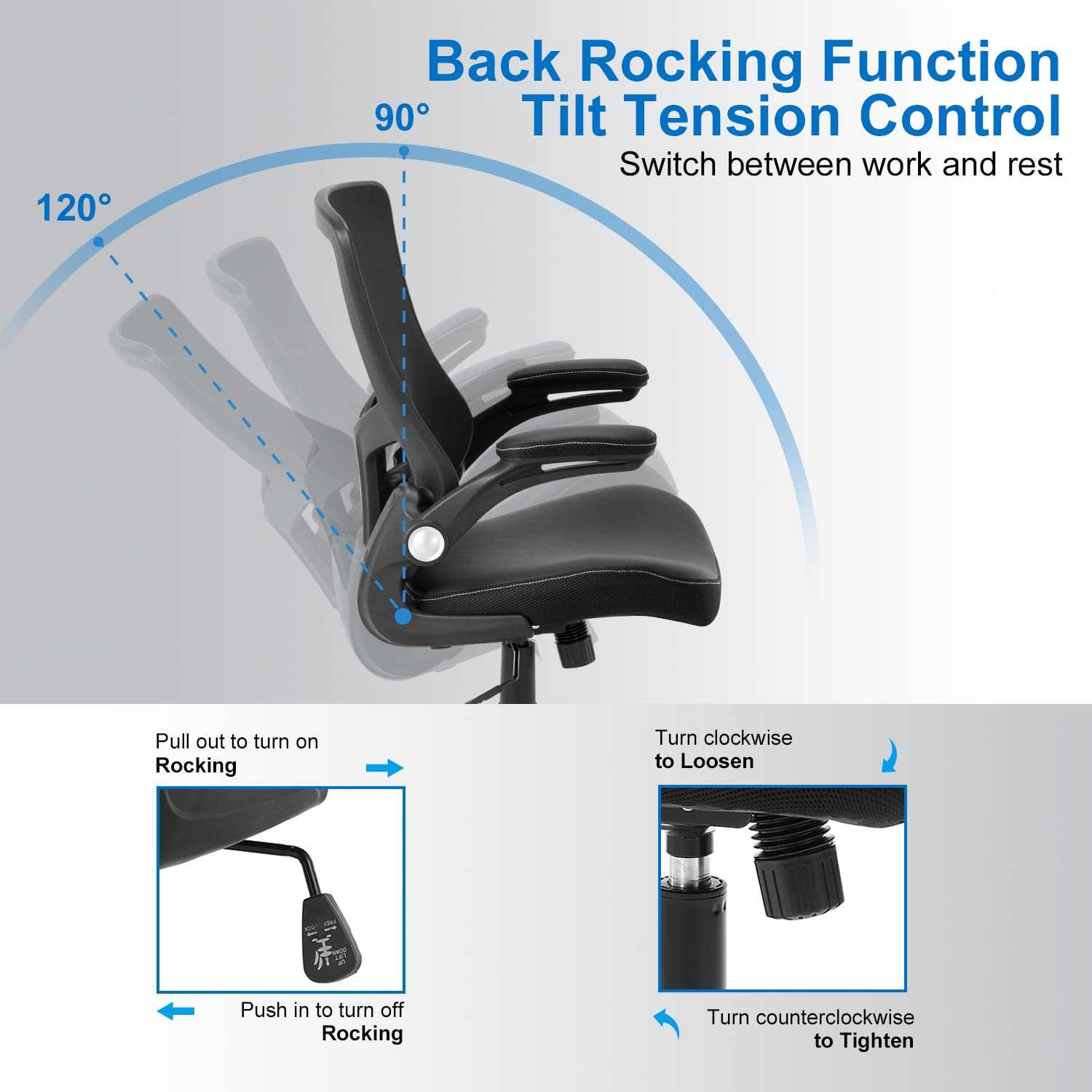 Ergonomic Office Chair with Lumbar Support & Flip-Up Arms