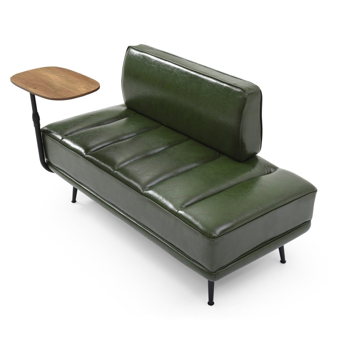 Faux Leather Loveseat with Swivel Tray