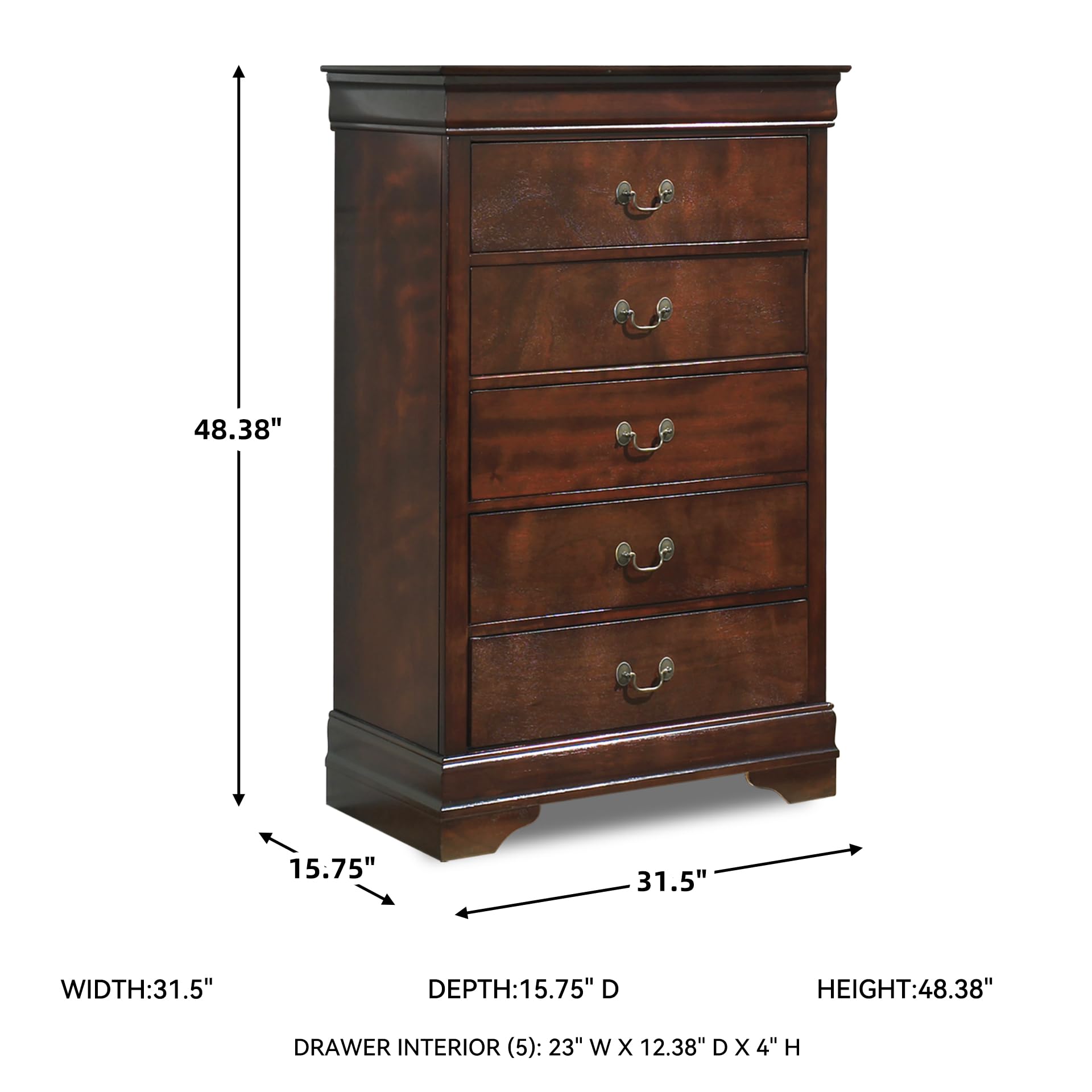Signature Design by Ashley Alisdair Traditional 5 Drawer Chest of Drawers, Dark Brown