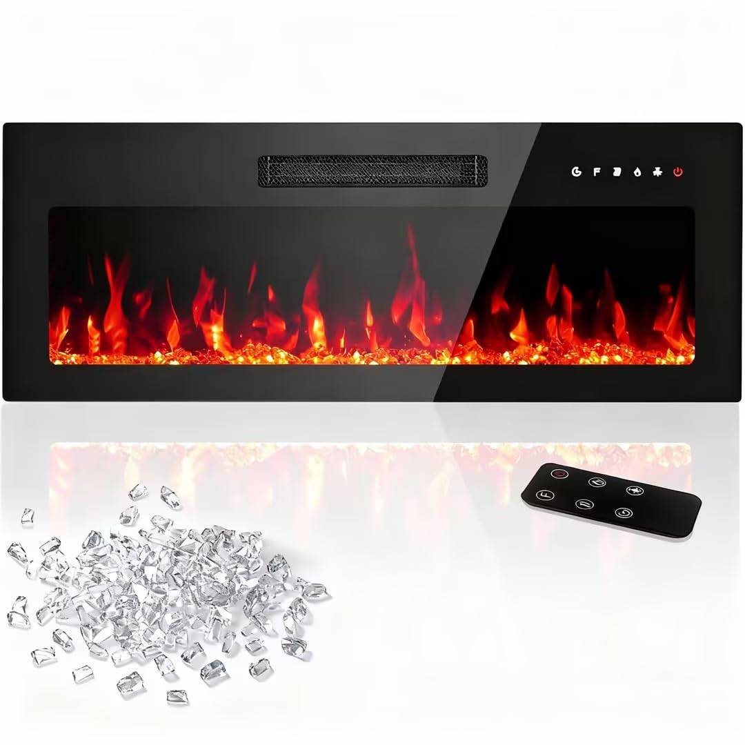 Wall-Mounted Electric Fireplace with Remote
