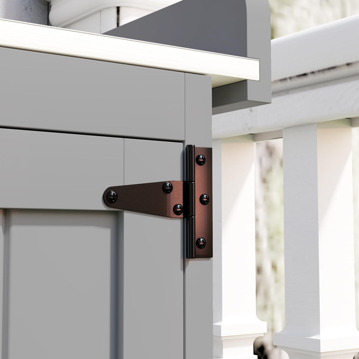 Outsunny Outdoor Storage Cabinet with Metal Tabletop Shelf Gray