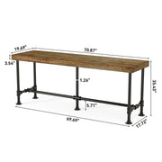 TRIBEWOOD 70.9-Inch Long Solid Wood Bar Table for 6-8 People, Industrial Narrow Counter Height Pub Table with Metal Footrest, Rectangular High Top Bar Unit for Kitchen Dining, Rustic Brown(Table Only)